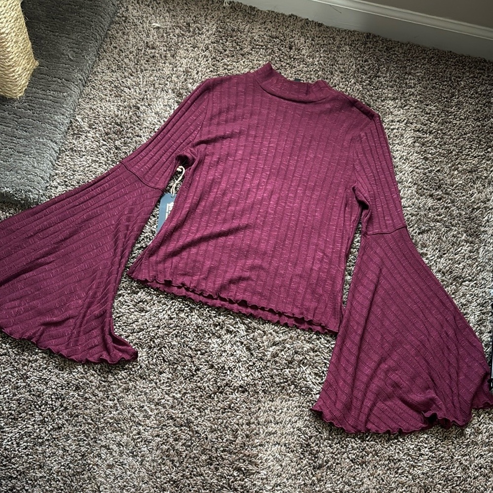 Elegant Burgundy Bell Sleeve Top